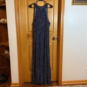Navy Blue Polka Dot Maxi Dress XL